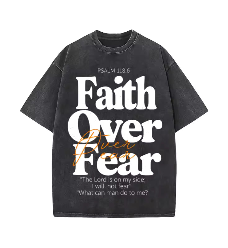 Faith Over Fear Oversized Vintage T-Shirt